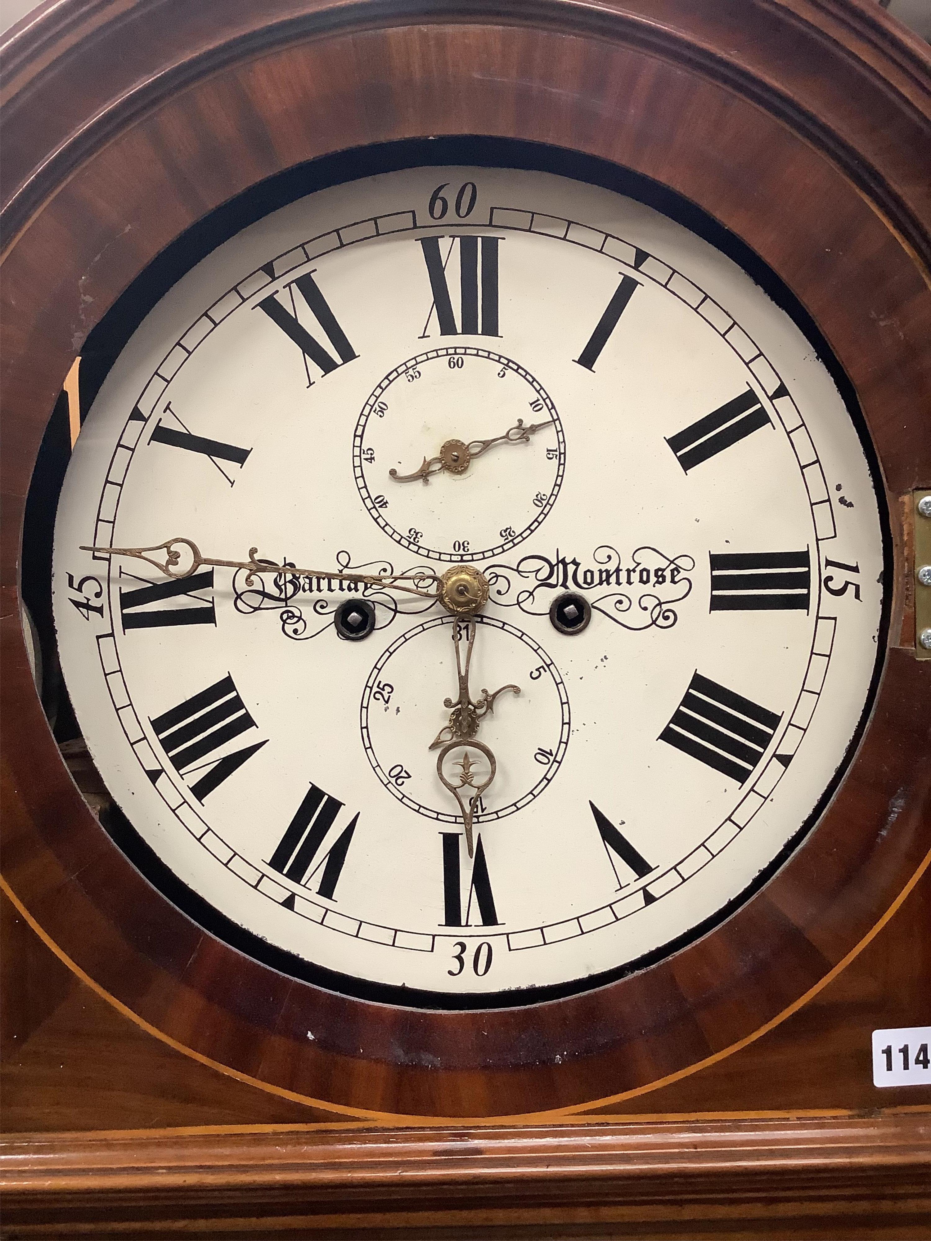 A Scottish mahogany eight day longcase clock marked Barclay Montrose, height 210cm